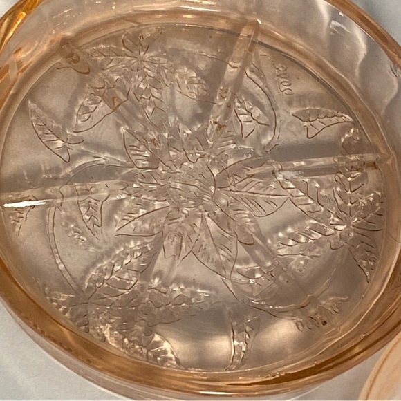 Jeanette Depression Glass Coaster Set Pink Cherry Blossom 3 Coasters Mixed LOT - Picture 11 of 16